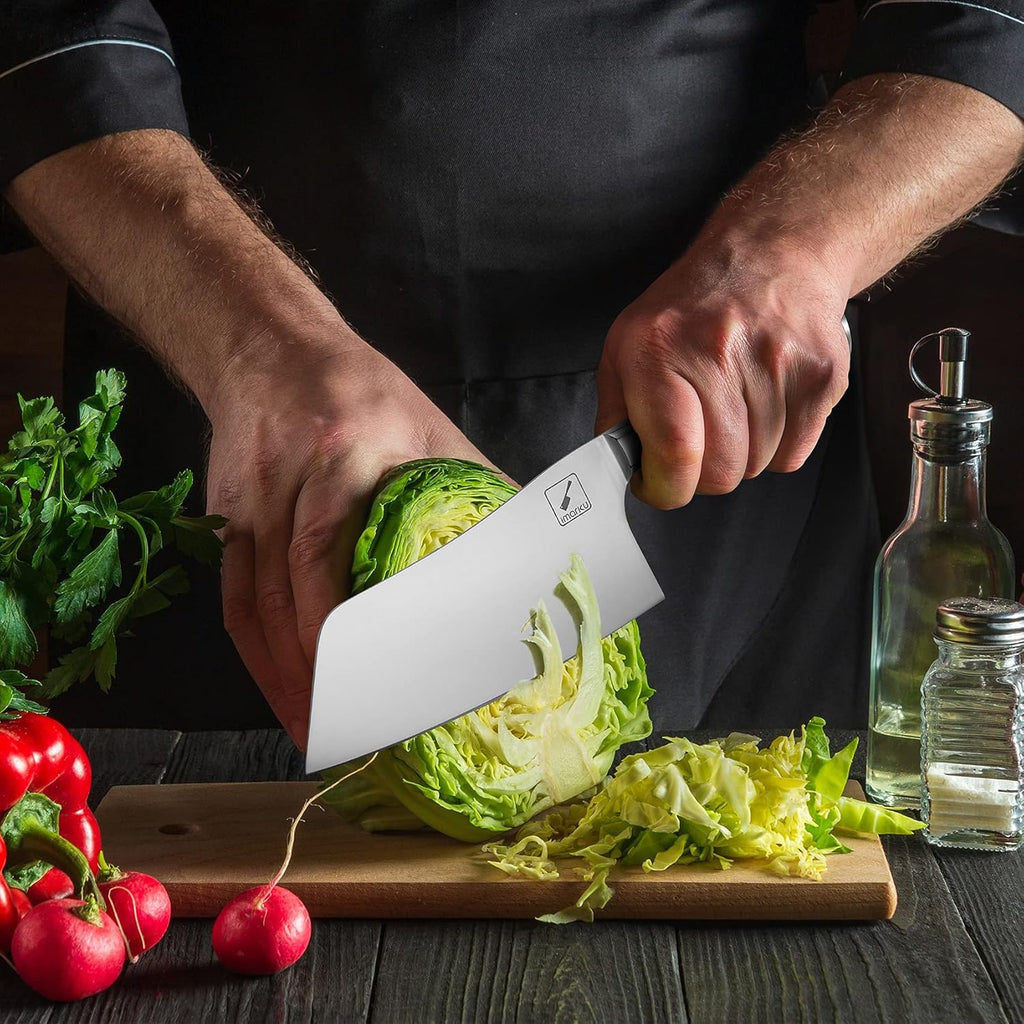 7 inch High Carbon Steel Santoku Knife and Cleaver R8031