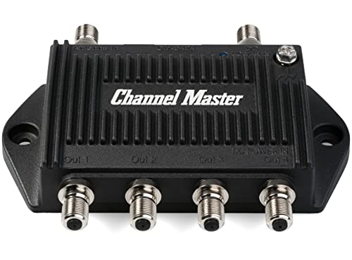 TV Antenna Distribution Amplifier with 4 Outputs, Black F1677