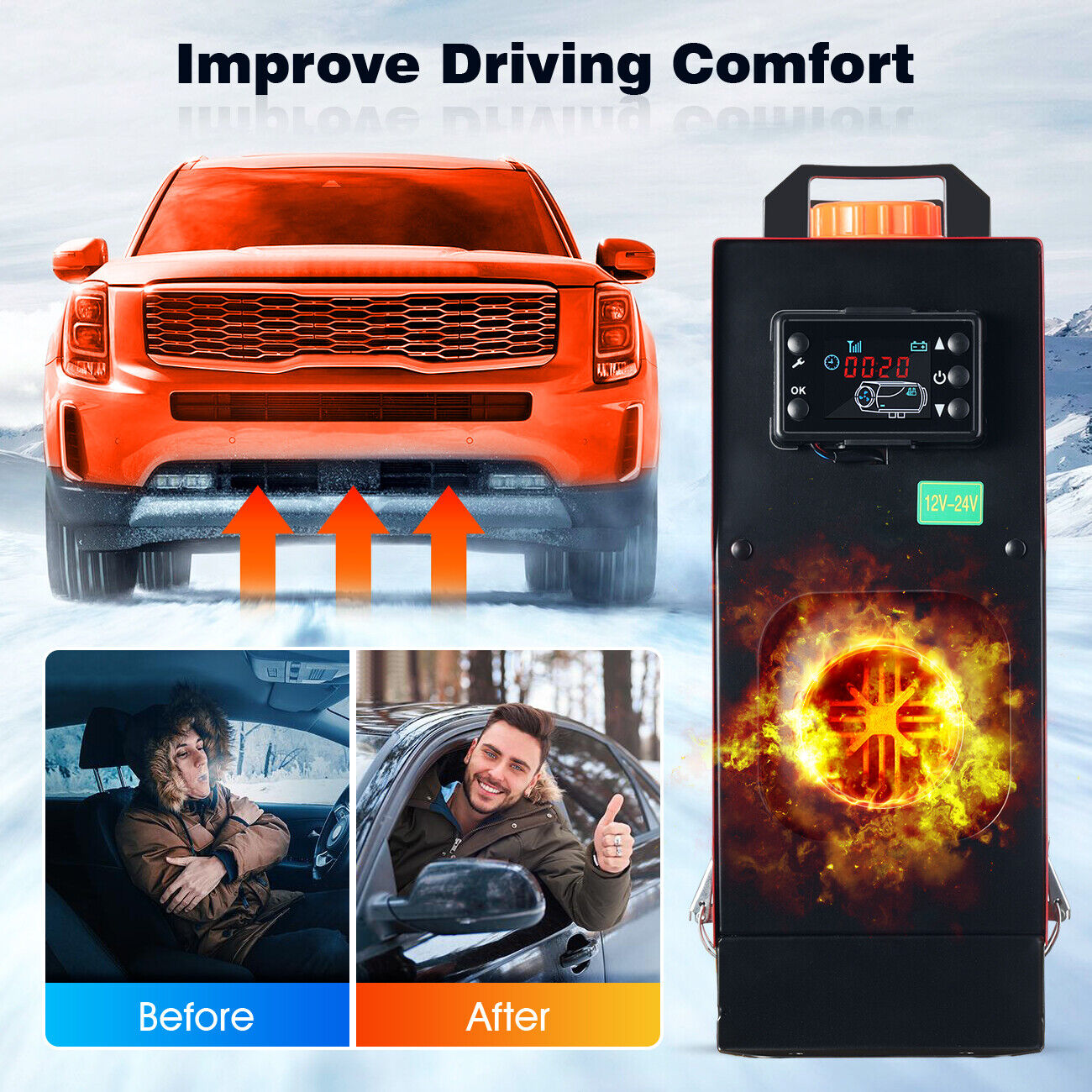 2Pcs 8KW 12V Air Diesel Heater with LCD Switch U389