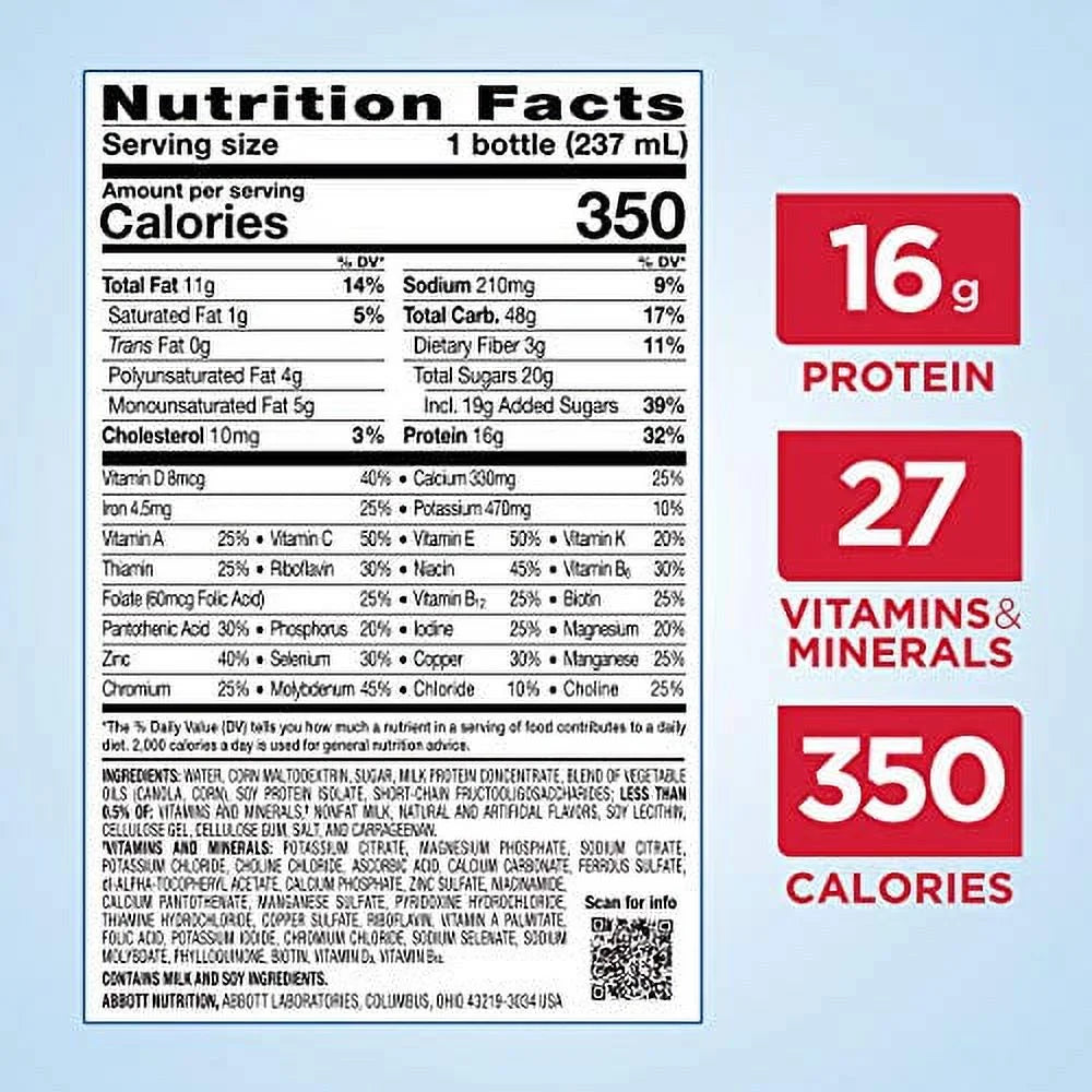 Vanilla Liquid Nutrition Shake, 16 Grams of Protein, 8 Fl Oz Bottle (Pack of 24) D19112