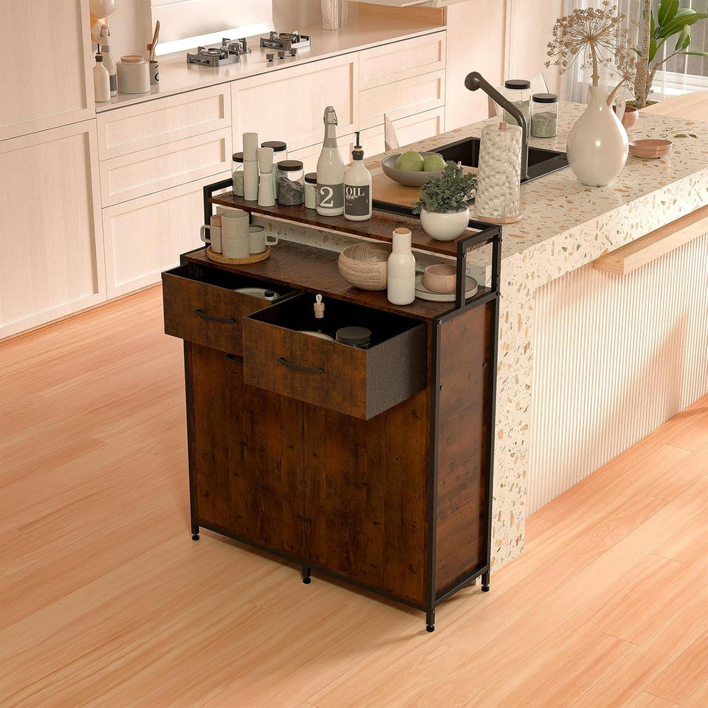 Dual Tilt Out Trash Cabinet with 2 Drawers and Shelf S883725