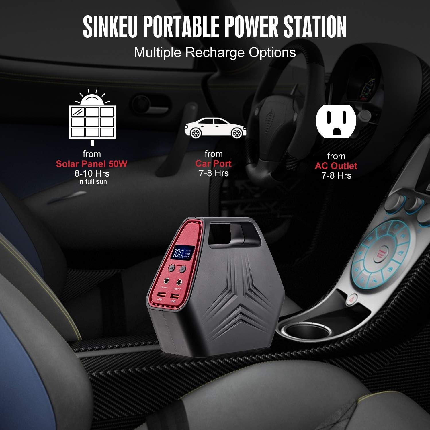 146Wh 42000mAh Portable Power Station with Dual 110v AC Outlet, 2 DC Ports, QC 3.0 USB Ports N171