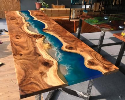 Live Edge Epoxy Dining Table (16.5" Tall, 48 x 24 Inches) H914324