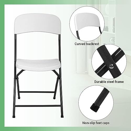 White Plastic Folding Chairs Set of 4 with Metal Frame O376263