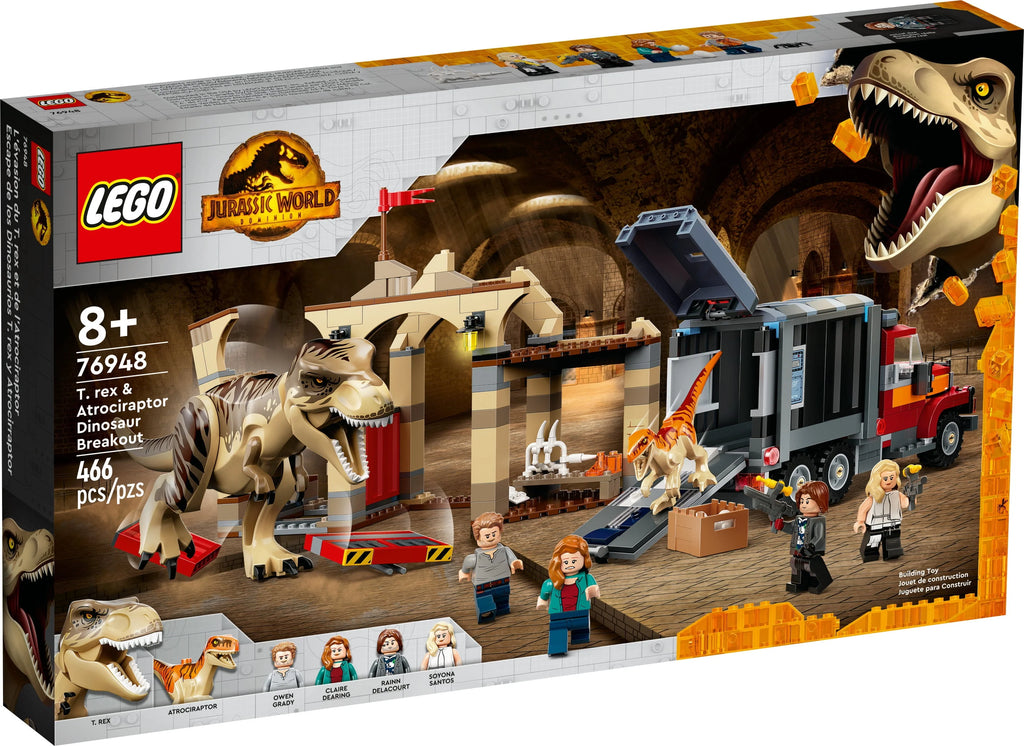 LEGO Jurassic World T. rex & Atrociraptor Dinosaur Breakout with 4 Minifigures O96931