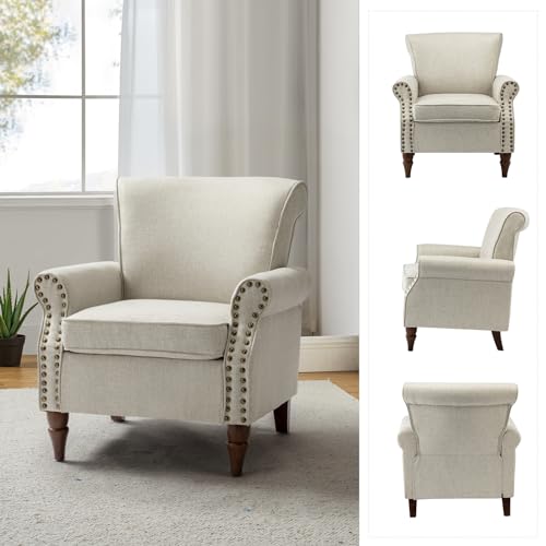 Accent Chairs Set of 2 with Wood Legs & Removable Cushion, RED N15814