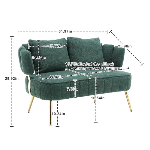 Beige Polyester 2-Seater Loveseat Sofa with Pillow P96608