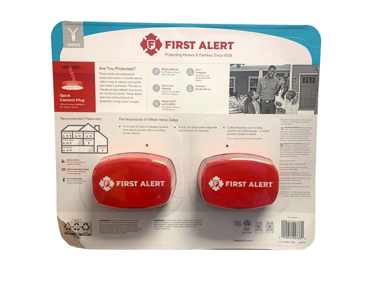 2 Pack Hardwired Smoke & Carbon Monoxide Detectors 2-in-1 D89742
