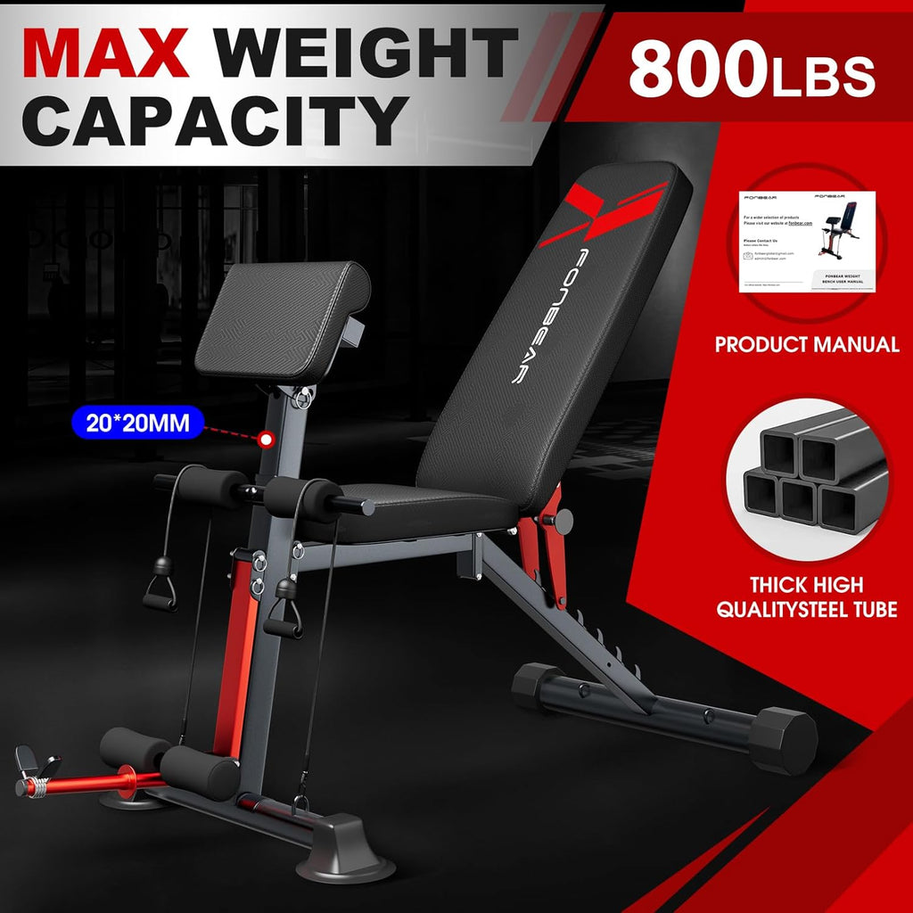 Adjustable Weight Bench, 800LBS Foldable Incline Decline Bench Z5126