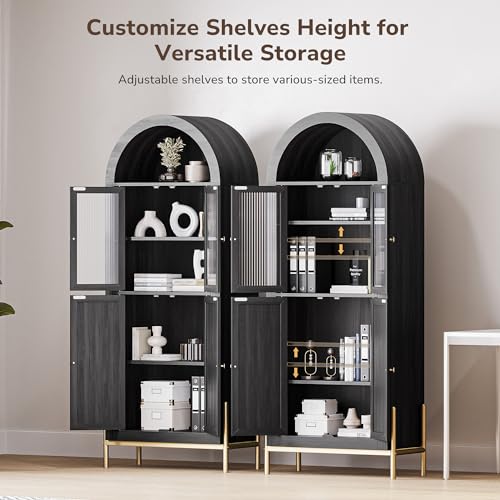 White Lotus 65.5 Inches Tall Storage Cabinet with Doors and Adjustable Shelves Q953