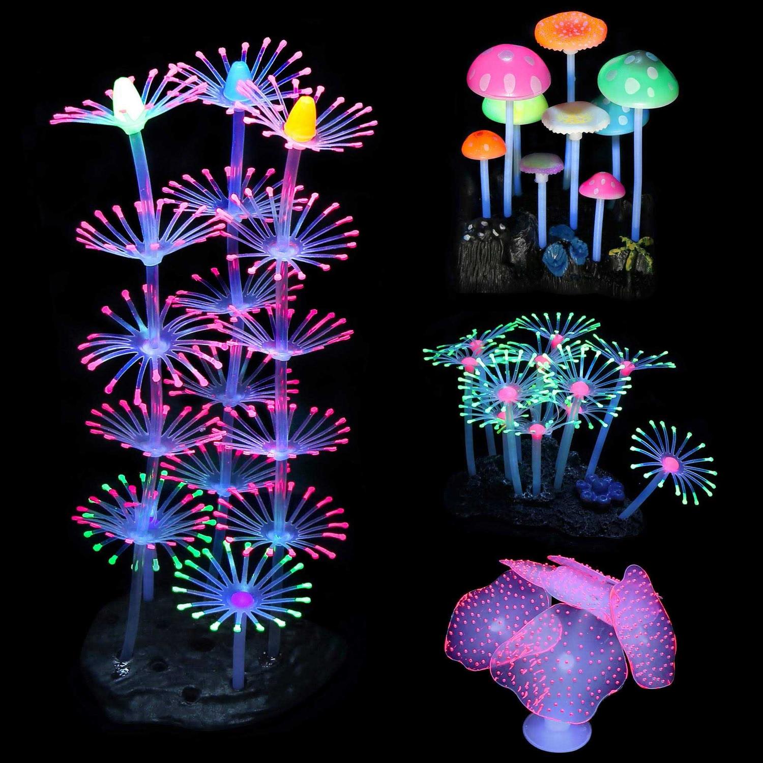 4 Pack Glow Silicone Aquarium Decorations C760008