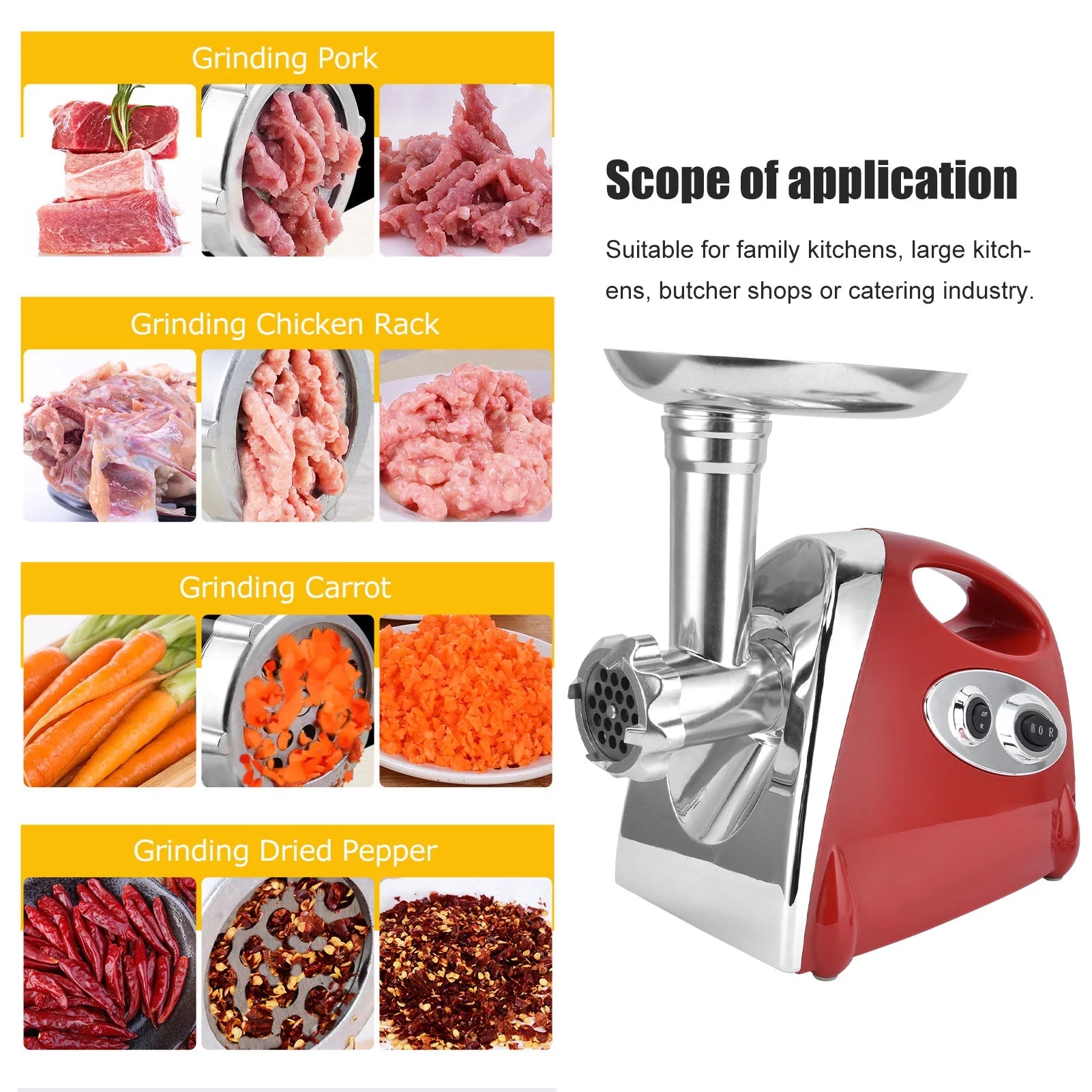 2800W Stainless Steel Electric Meat Grinder and Sausage Stuffer G415695