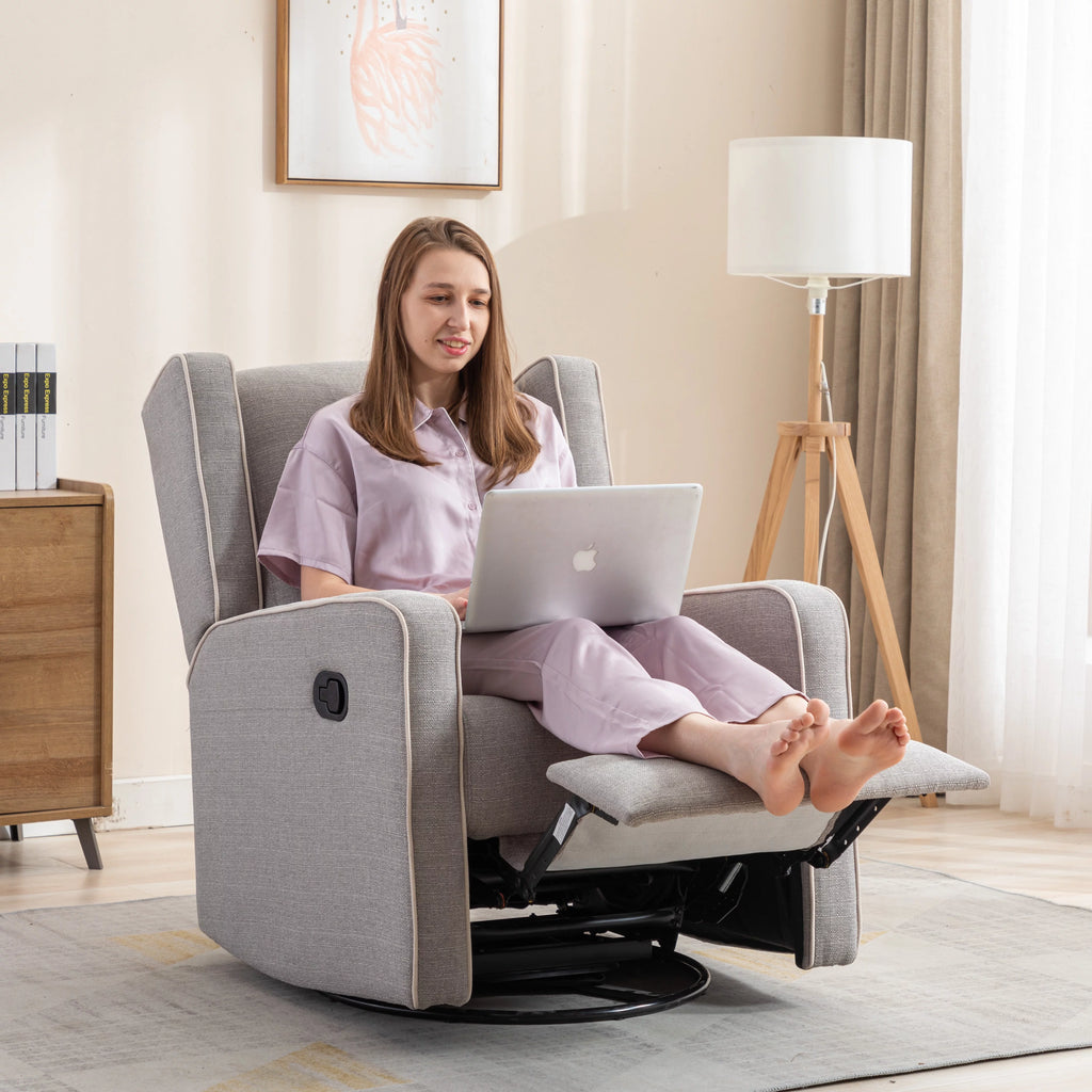 Gray Manual Swivel Rocker Recliner Chair K234042