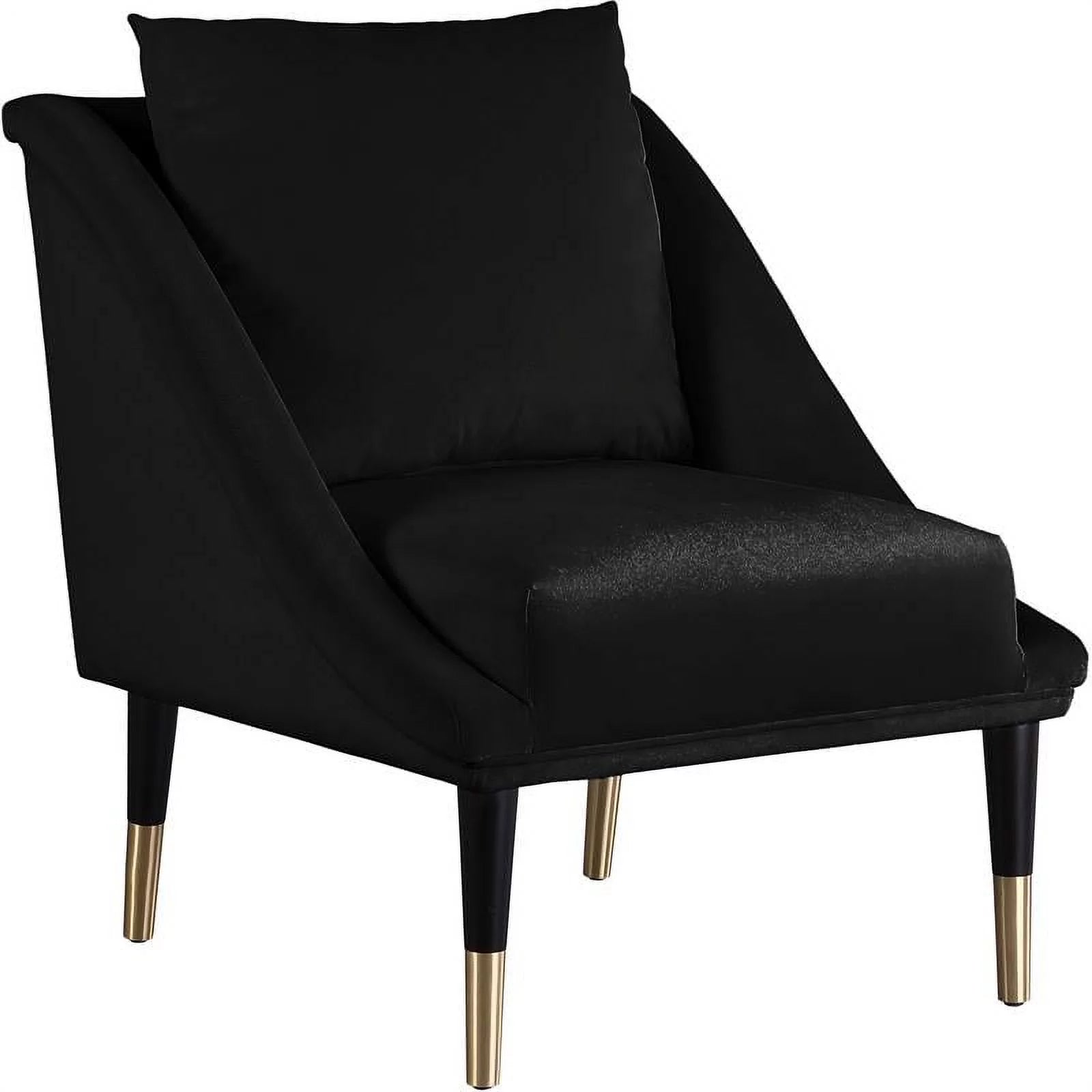 Contemporary Velvet Accent Chair in Soft Black A227