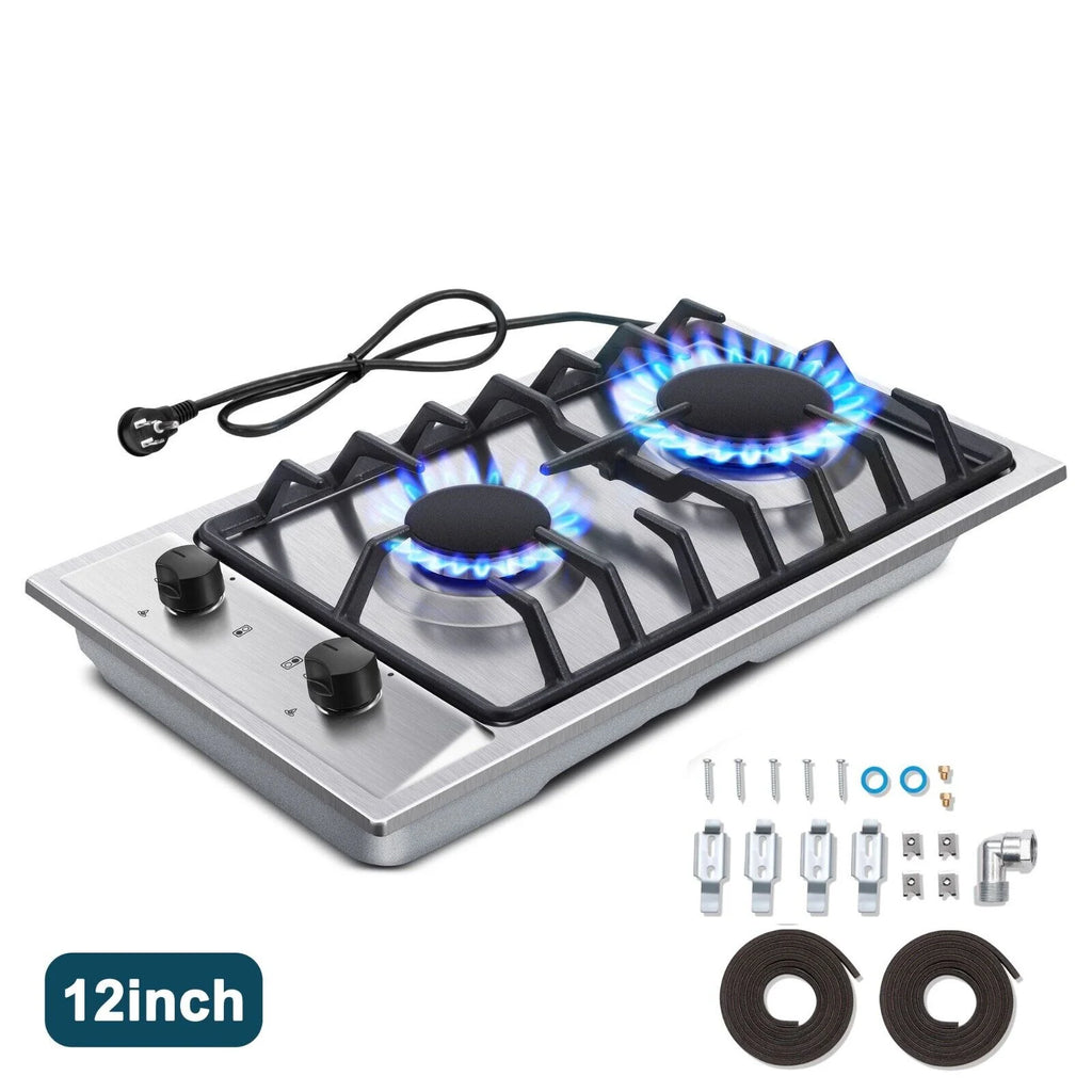 2-Burner 12 inch Stainless Steel Gas Cooktop E7961