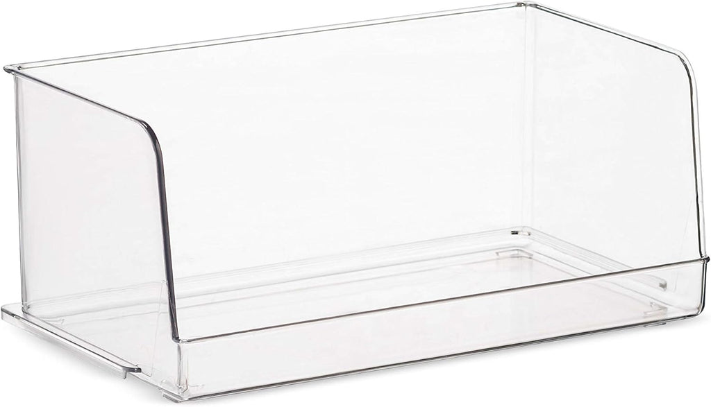 Set Of 4 Clear Plastic Stackable Food Storage Bins D563