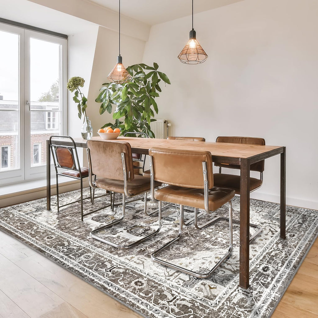 Machine Washable 5x7 Non-Slip Low Pile Area Rug A93950