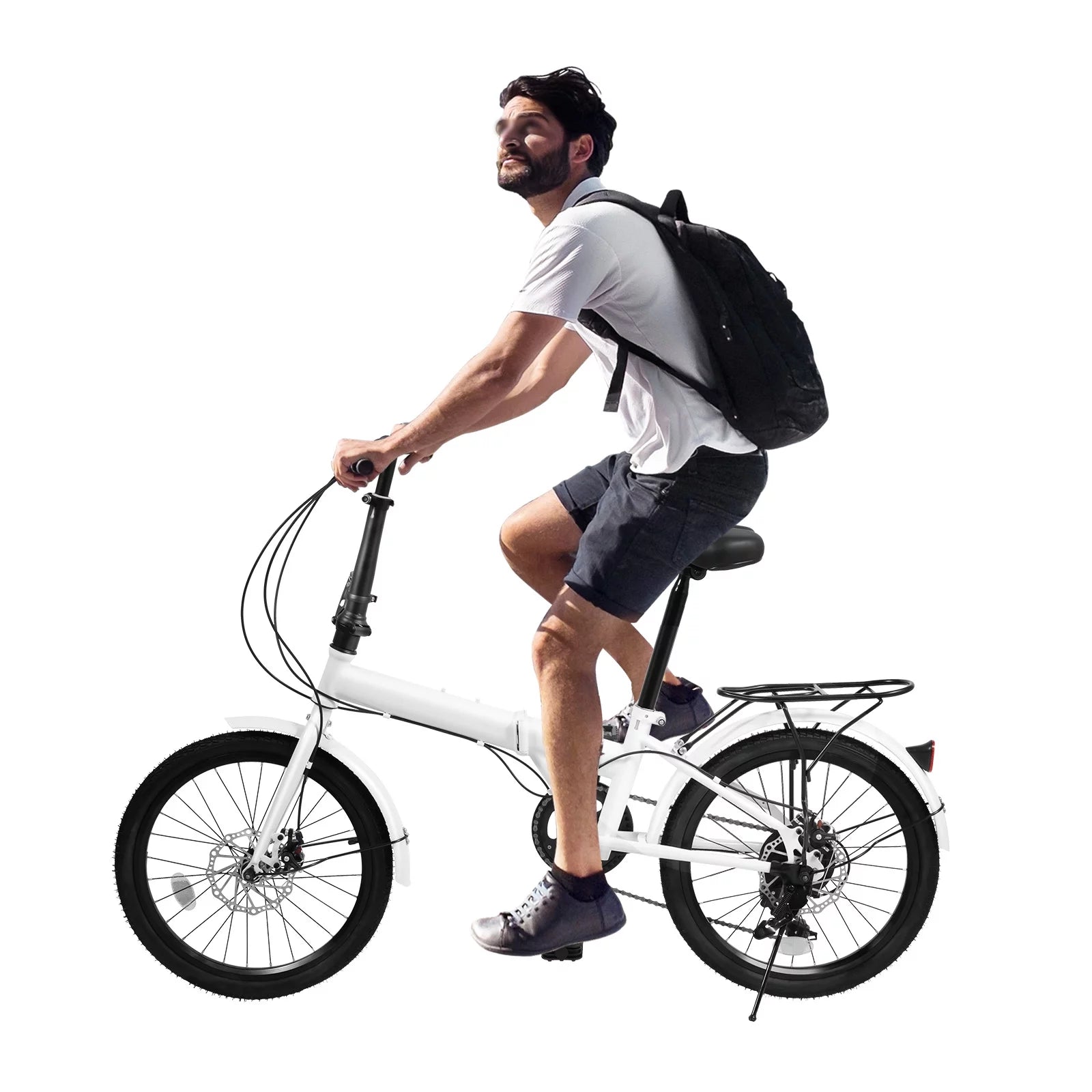 White 20-inch 7 Speed Folding Bicycle S91058