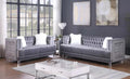 Gray Velvet Fabric Sofa & Loveseat Set 2Pcs L256