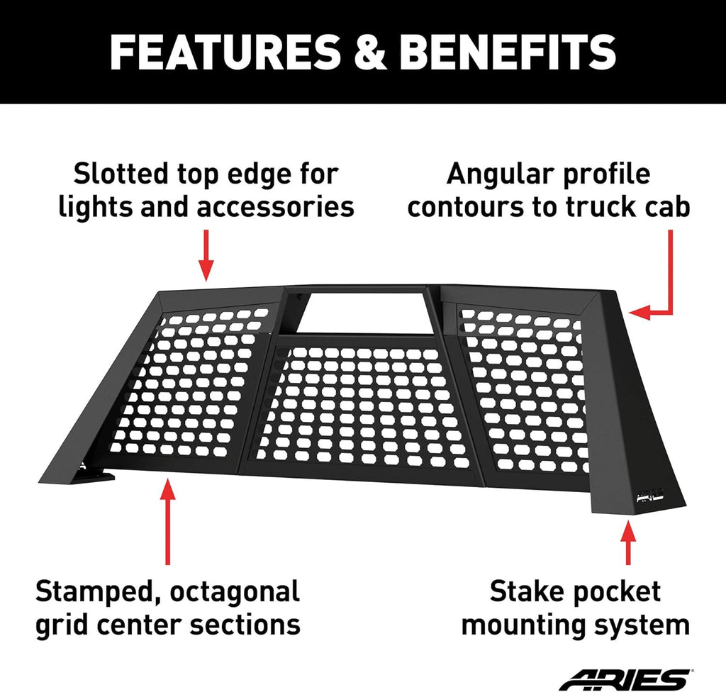 Black Aluminum Truck Headache Rack Cab Protector R3263