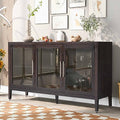 Black Glass Door Sideboard Cabinet with Adjustable Shelf W59761