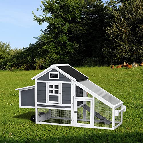 Large Wooden Chicken Coop with Wheels X489