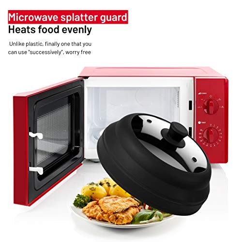10.5 Inch Vented Glass Microwave Cover with Silicone Handle K325312