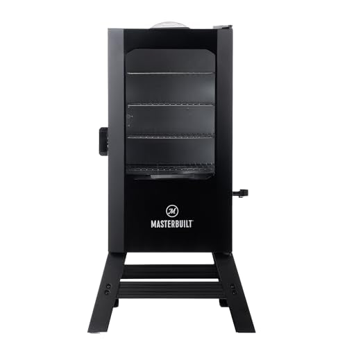 30-inch Digital Electric Vertical BBQ Smoker with Leg Kit and Side Wood Chip Loader in Black F760687
