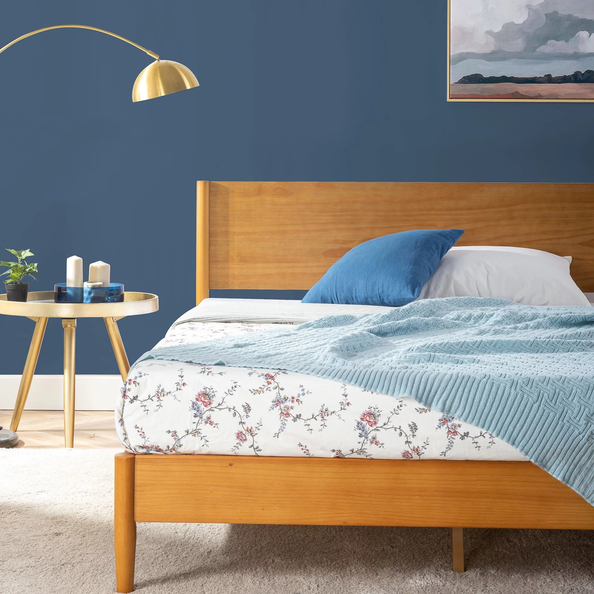 Full Wood Platform Bed Frame V8885