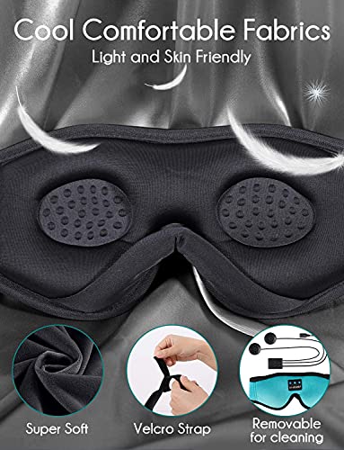 3D Sleep Mask Bluetooth Wireless Music Eye Mask with Ultra-Thin Stereo Speakers U886