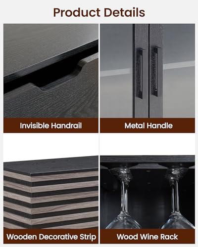 Grey Wine Bar Cabinet with Glass Door & Drawer W5160