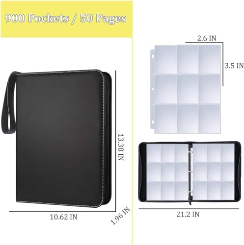 Black 9 Pocket Trading Card Binder with 50 Page Sleeves M57171