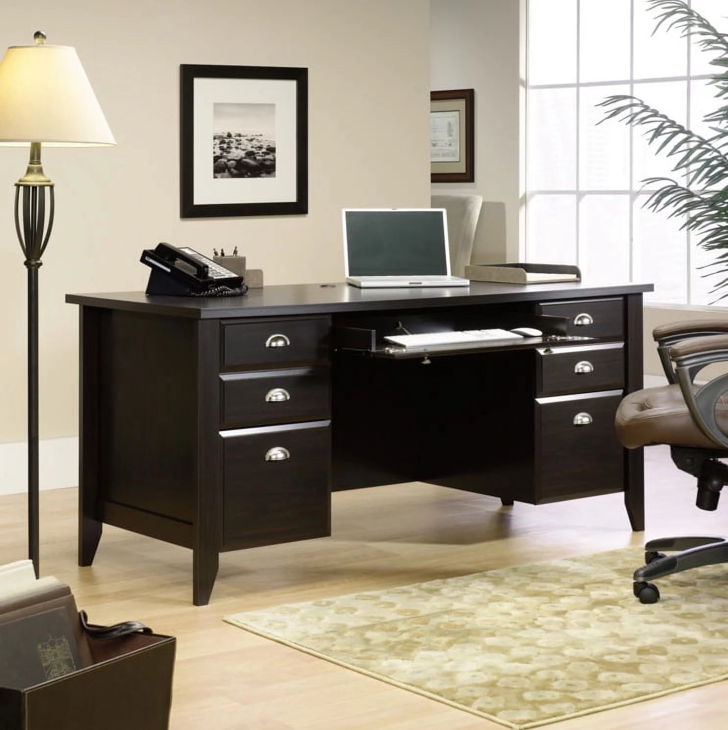 Executive Desk, Jamocha Wood Finish W363