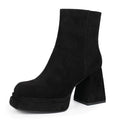 Platform Boots with Chunky Heel and Square Toe C143