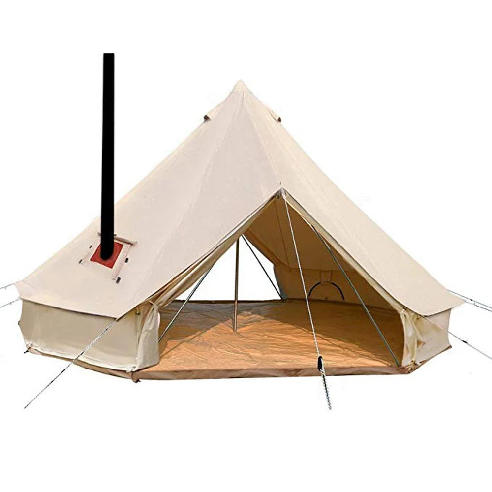 6M Double Door Bell Tent Waterproof Cotton Canvas Glamping Tent Yurt E764