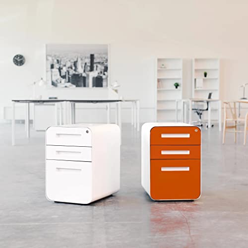 White/Orange 3 Drawer Metal File Cabinet X654714