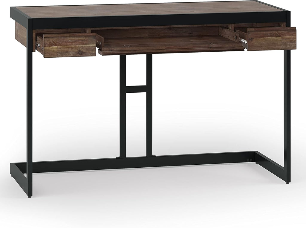 Solid Acacia Wood 48 Inch Wide Small Desk in Rustic Natural Aged Brown Y820433