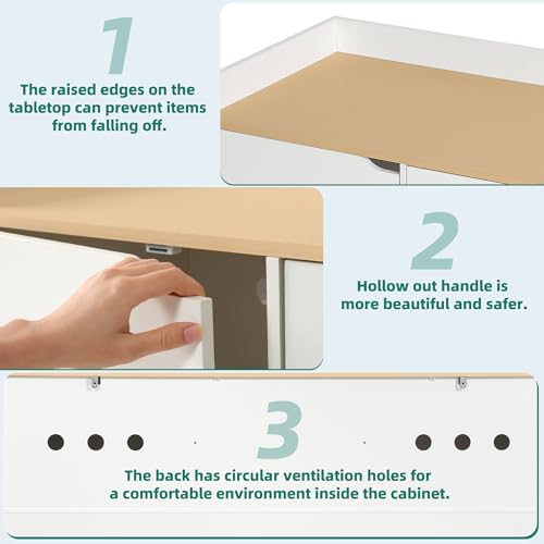 White Wooden Cat Litter Box Enclosure with Drawers, 55" L x 19.7" W x 31.5" H R3956