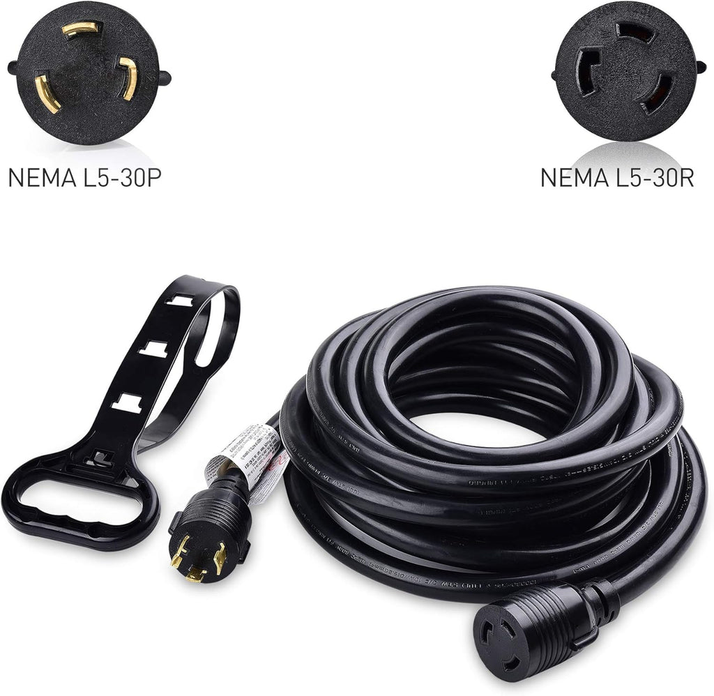 3 Prong 30 Amp Locking Generator Extension Cord 25 ft with Carry Strap N49421
