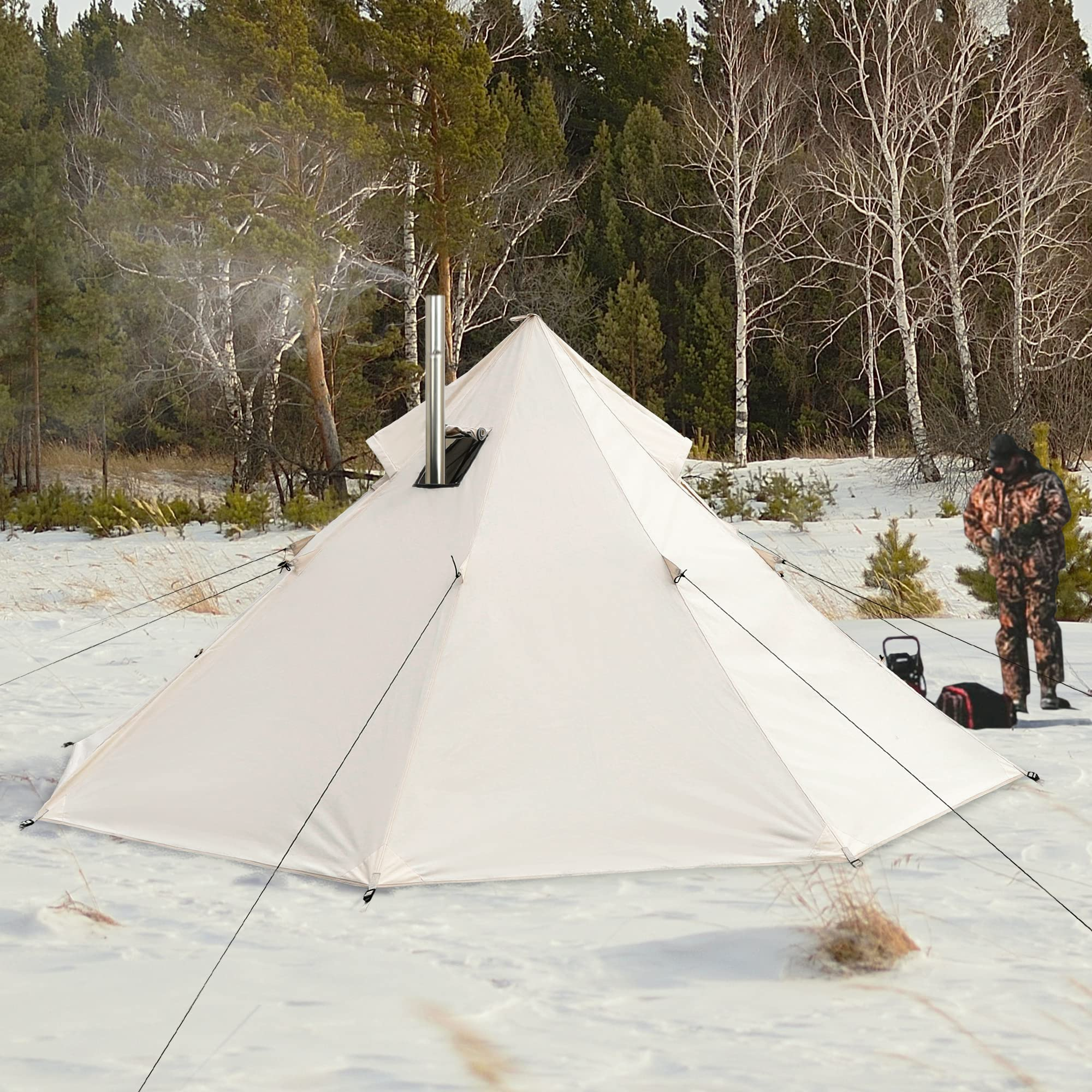 4 Person Canvas Tent with Stove Jacket I158