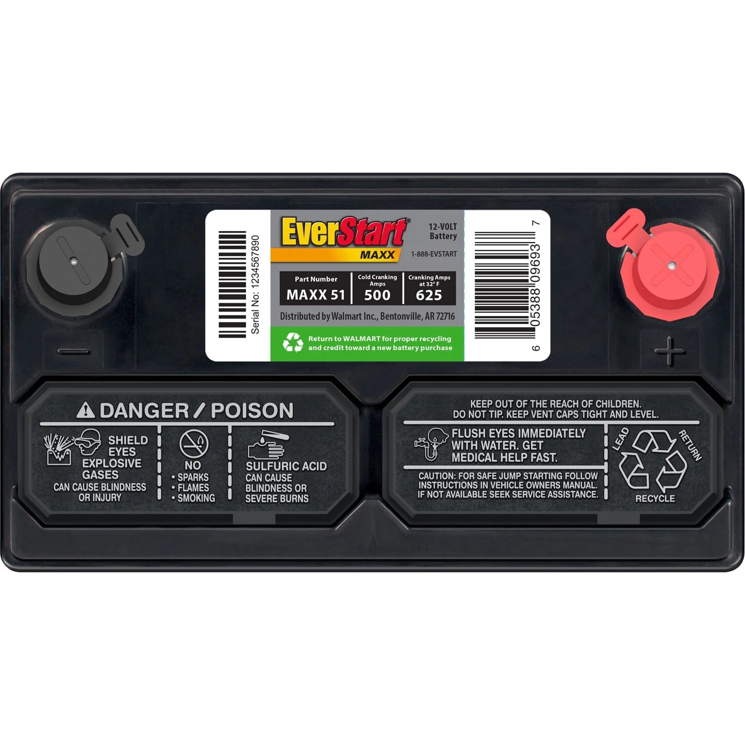Group Size 51 12 Volt 500 CCA Lead Acid Automotive Battery F868024