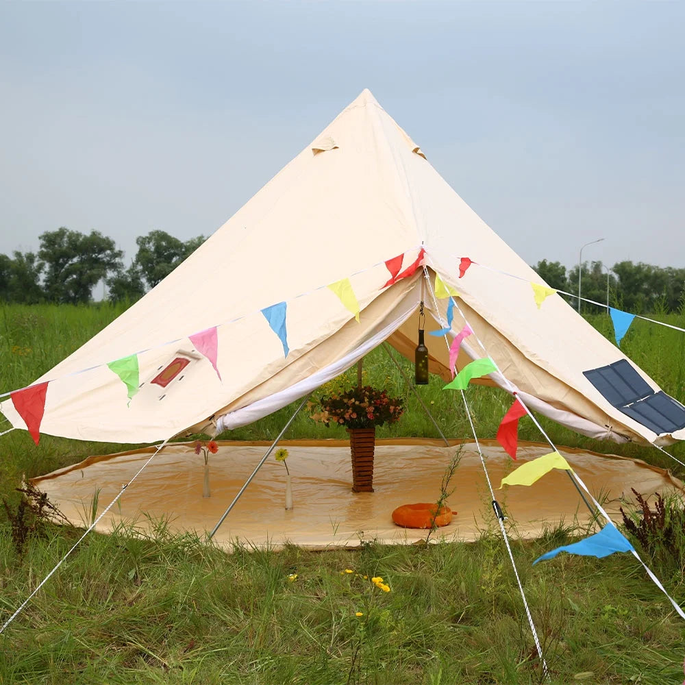6M Double Door Bell Tent Waterproof Cotton Canvas Glamping Tent Yurt E764