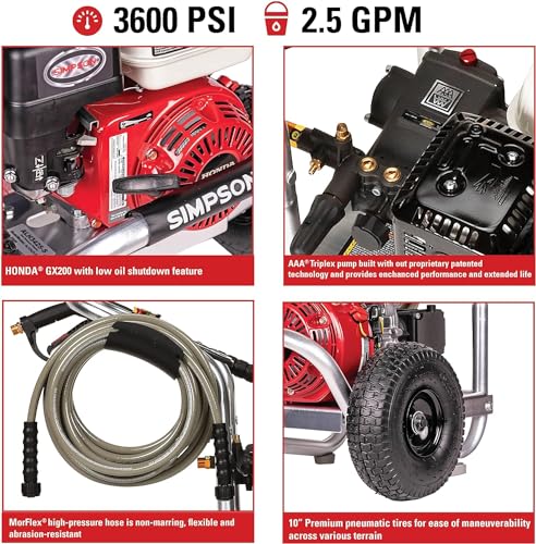 4200 PSI Gas Pressure Washer, 4.0 GPM Power Washer, Honda GX390 Engine, 50-Foot Steel-Braided Hose, Aluminum Series E388245