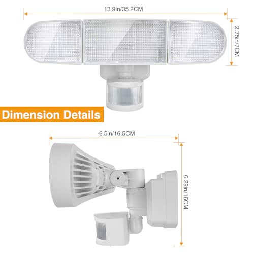 White 3-Head LED Flood Light, 1800LM, 5000K, IP65 Waterproof, Battery Operated U460