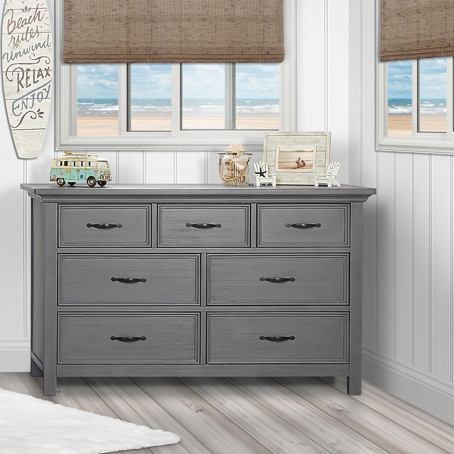 Rustic Grey 7-Drawer Double Dresser P74138