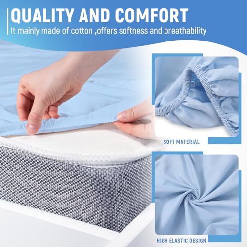 4 Pcs Hospital Bed Sheets Set, Soft Knitted Standard Sheets, Blue O75514