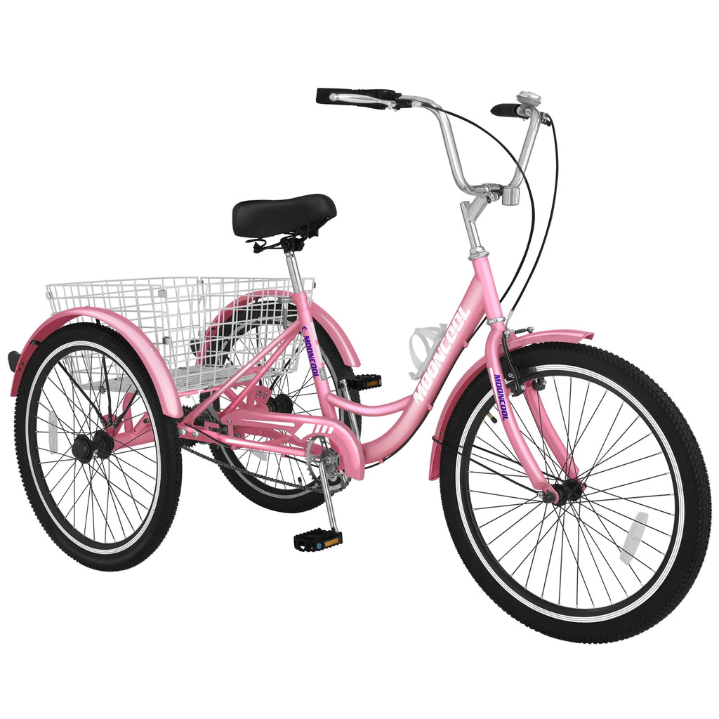 24 inch 3 Wheel Single Speed Adult Tricycle with Shopping Basket S9449
