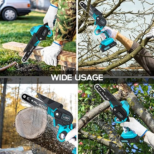 6 Inch Cordless Electric Chainsaw with 2 Batteries and 3 Chains W2995