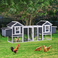 Chicken Coop Hen House Poultry Cage Wooden Rabbit Hutch Small Animal House with Nesting Boxes, 2 Run Play Area, Ramps, Waterproof Roof & Pull Out Tray J314