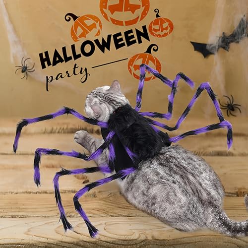Black & Purple Adjustable Velcro Pet Costume with Giant Furry Legs M100